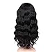 WIGNEE 100% Virgin Human Loose Deep Wave Wigs with Bangs Brazilian Human Hair Wave Wig Natural Black (18 Inch)