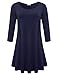 BELAROI Women's Plus Size Dress Fall Casual Swing 3/4 Sleeve T Shirt Loose Tunic Dress (1X, Navy Blue)