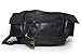 Leatherboss Genuine Leather Jumbo Fanny Pack pouch with side valcro Pockets for men women, Black
