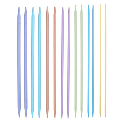 14Pcs 35cm Rainbow Colorful Knitting Needles Plastic Crochet Hooks Double Pointed Sweater Needle Knitting Needle Sewing Tools