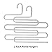 HonTop S-Type Stainless Steel Pants Hangers Space Saving 3Pcs Multi-Purpose Storage Organizer Rack Magic for Hanging Trousers Jeans Scarf Tie Clothes, 5Layers