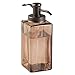 mDesign Decorative Square Glass Refillable Liquid Soap Dispenser Pump Bottle for Bathroom Vanity Countertop, Kitchen Sink - Holds Hand/Dish Soap, Hand Sanitizer, Essential Oils - Sand Brown/Bronze