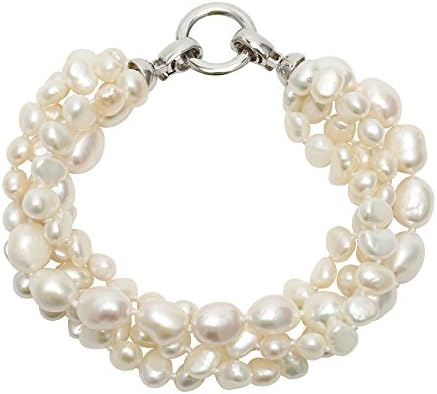 Multi Strand Freshwater Pearl Bead Bracelet 4 Row Wrap Bangle For Women Bride
