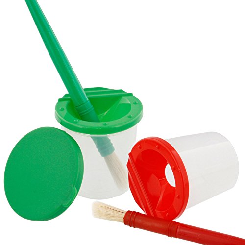 U.S. Art Supply 10 Piece Children's No Spill Paint Cups with Colored