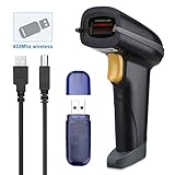 SLYPNOS 433Mhz Wireless Barcode Scanner with 473.5 Yard Long Transmission Distance 1D Laser Automatic Barcode Reader