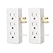 Cable Matters 2-Pack 6 Outlet Splitter Grounded Side Access Outlet Extender Wall Tap