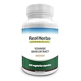 Real Herbs Yohimbe Bark Extract Standardized to 3% Yohimbine HCL (Hydrochloride) - Yohimbine for Men & Women - Improves Sex Drive and Vitality - Yohimbe Bark Powder in 100 Vegetarian Capsules