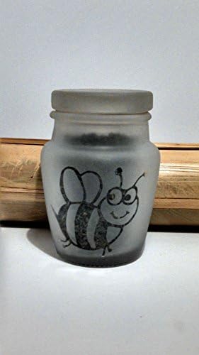 Honey Bee Etched Glass Decorative Honey Jar - Cute Airtight, Odor Proof Jar