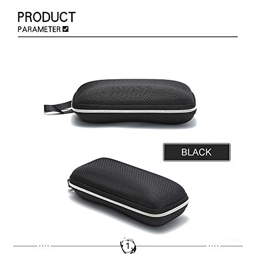 Sunglasses Eyeglasses Zipper Hard Case Protective Box Portable Square Eyes Glasses Bag (Black, 16x7x6cm(LxWxH))