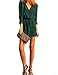 Yonala Women's V Neck Drawstring Wasit Loose Short Cotton Dress with Pocket