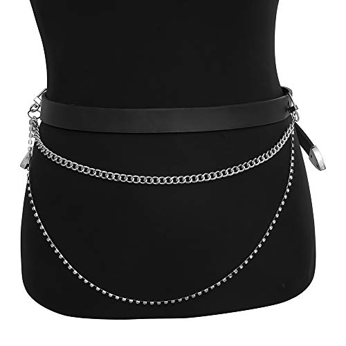 Juland Alloy Wallet Chain Hip Hop Key Chain Biker Trucker Keychain Waist Jeans Chain Motorcyle Punk Pants Trousers Gothic Rock Pocket Rhinestone Double Chain with 2 Lobster Clasp - Silver - Thumbnail 2