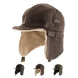 Best Pilot Trooper Aviator Cap Faux Leather Hat Ushanka Trapper BROWN 7 3/8