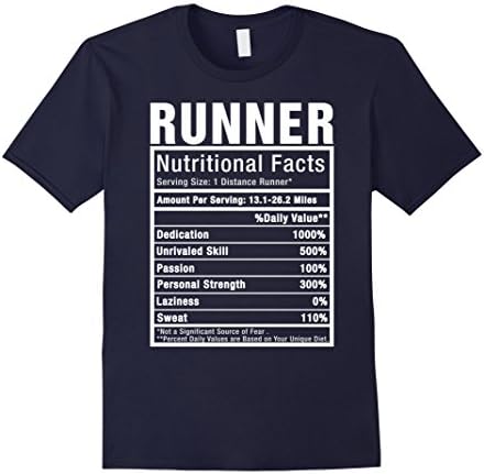 Mens Runner Nutritional Facts Tshirt Small Navy