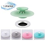 UPSTONE 5 Packs Trap Hair Catcher, Shower Plug Bathtub Cover Silicone, 2-in-1 Drain Tub Stopper, Strainers for Floor, Kitchen, Laundry, and Bathroom