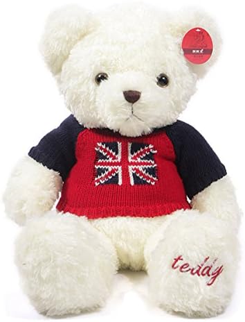 Adorable British Style White Teddy Bear Plush Toys 21.6 Inches Plush Doll Baby Girlfriend Children Lovers Birthday Anniversary Christmas Gift