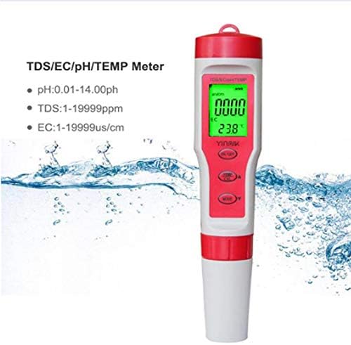 4 in 1 Water Quality Tester Conductivity pH/TDS/EC/Temp Meter with Backlight Best Quality Free ph poweder