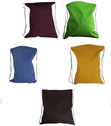 Set of 5 Wholesale Cinch Bag Drawstring Backpack Tote Sack Back Reusable Economical Make Up Gym Bag
