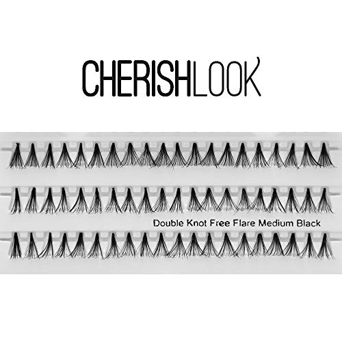 Cherishlook Professional 10packs Eyelashes - (Double Knot Free) Flare Medium Black