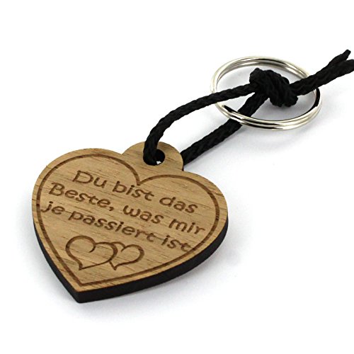 Lieblingsmensch Lieblingsmensch Schlüsselanhänger aus Holz Modell: du Bist das Beste... Porte-clés, 12 cm, Marron (Braun)