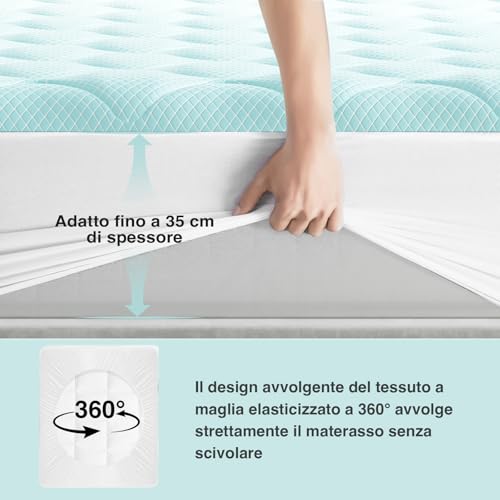 Novilla Refreshing Double Mattress Protector 160 x 190 cm, Cool to the Touch | Breathable, skin-friendly, temperature regulation, for warm nights, elastic hem of 30 cm, machine washable