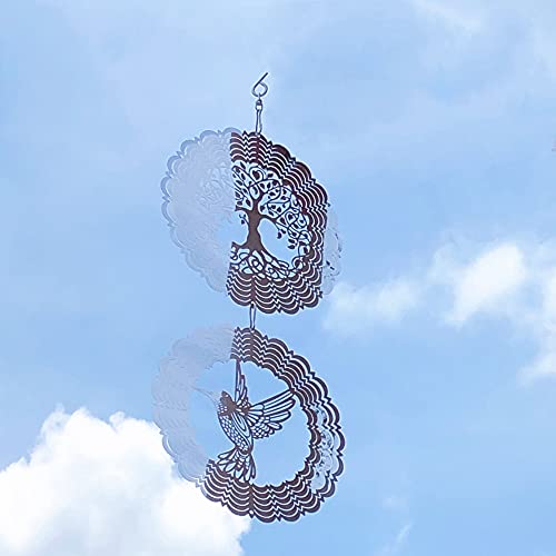 Joojus 3D Stainless Steel Metal Sculptures Kinetic Hanging Wind Spinner Yard Art Garden Decor Christmas Decoration Room Decor Indoor Outdoor Garden Decoration for Patio and Lawn Ornaments Art