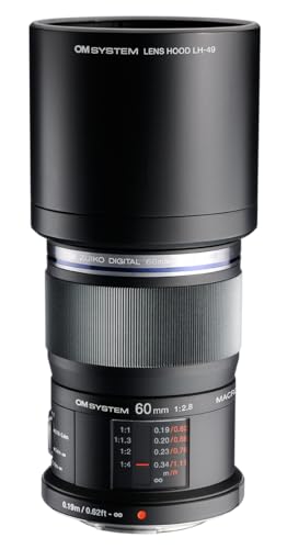 OM SYSTEM M.Zuiko Digital ED 60 mm F2.8 Macro Lens, High Quality Micro Four Thirds Optics, High Resolution Close-up Shots, Dust and Splashproof, for Nature and Portrait Shooting, for All MFT Cameras