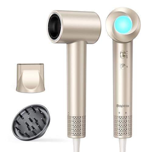 Hair Dryer, 160,000 RPM High-Speed Ionic Blow Dryer with Diffuser, Professional Hairdryer for Fast Drying, 500 Million Negative Ions, Low Noise Compact Hair Blow Dryer for All Hair Types, Gold