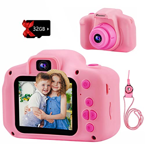 PROGRACE Kids Camera Girls Toys 2 Inch IPS Children Digital Camera for Kids 1080P Video