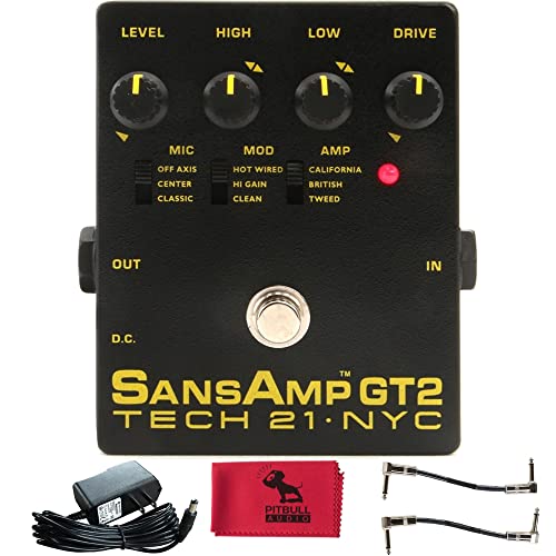 Tech 21 SansAmp GT2 Tube Amp Emulator Pedal W/ Power Supply, Patch