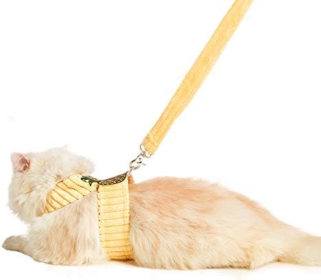 csspet Cat Harness and Leash for Walking, Soft Breathable Adjustable Coral Velvet Vest Jacket for Cats