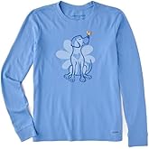 Life is Good Women's Crusher Tee Shirt, Long Sleeve Cotton Graphic T-Shirts, Spring Daisy Dog