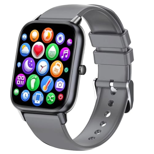 Smart Watch for Men Women Compatible with iPhone Samsung Android Phone 1.69 inch Full Touch Screen IP68 Waterproof Bluetooh Fitness Tracker Heart Rate/Sleep Monitor (Matte Black)