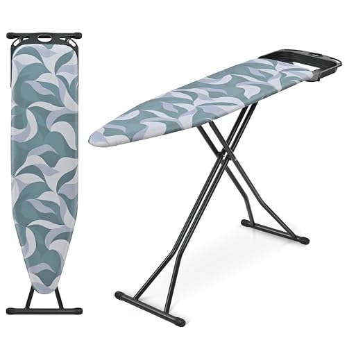 APEXCHASER Full Size Ironing Board with Heat Resistant Cover Foldable Iron Board 7-Lever Height Adjustable Non-Slip Sturdy Metal Legs 14x54, Blue
