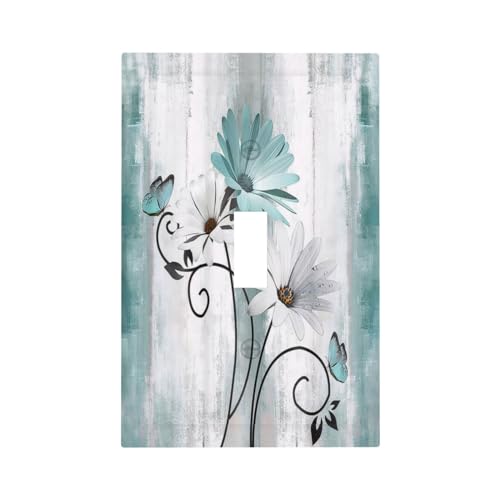 Thsanju Teal Daisy Floral and Butterfly on Vintage