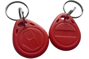 JYJRFID 125kHz T5577 RFID Key Fob Proximity ID Token Label Rewritable(10PCS) (Red)