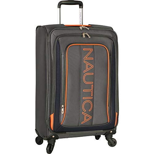 Nautica 3 Piece Luggage SetLightweight for Travel4, Grey/Orange Cas