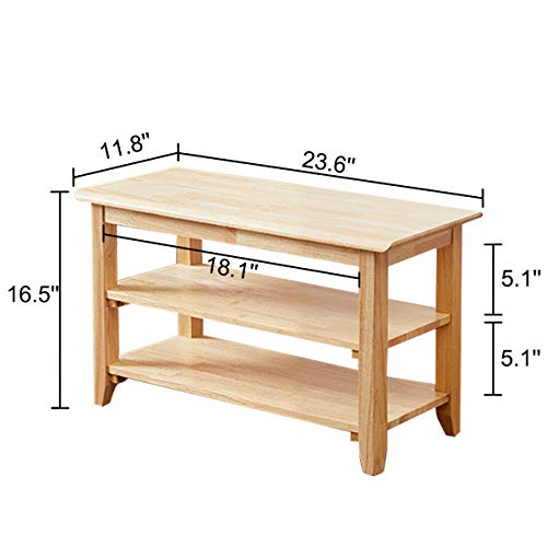 XKZG Storage Bench Wooden Shoe Bench Simple Style Wood Entryway Bench Shoe Rack (Natural,23.6
