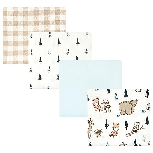 Hudson Baby Unisex Baby Cotton Poly Flannel Receiving Blankets, Boy Woodland Pa…