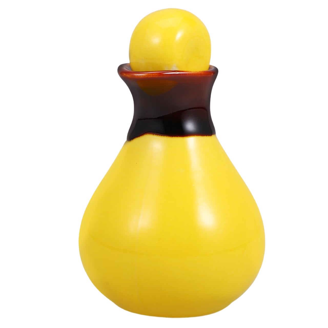 minkissy Ceramic Oil Bottle Dispenser Ceramic Bowl for Essential Oils Multipurpose Oil Bottle for Soy Sauce Vinegar Condiment Yellow, 7.5cm