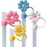CharCharms Tumbler Toppers | 4-Pack Cute Flower Design Silicone Covers for 10mm Straws | Fits 30oz & 40oz Tumblers | Reusable, Dishwasher Safe Drinkware Accessories