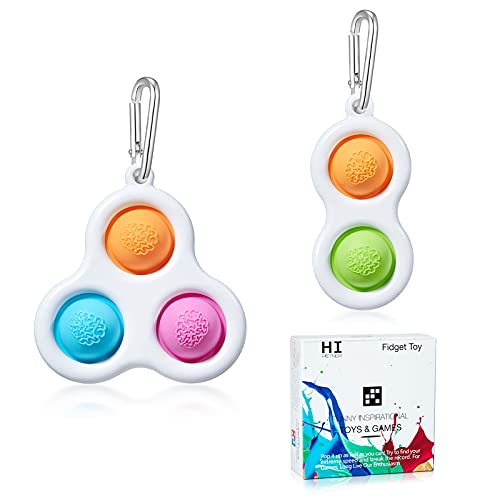 Mini Pop It Keychain, 2 Pack Push Pop Bubble Fidget Toy Simple Dimple