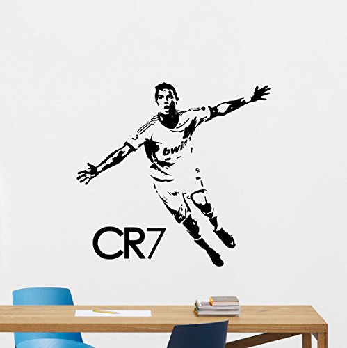 Cristiano Ronaldo Wall Decal Football Soccer Player Vinyl Sticker Real Madrid Decal Sport Wall Art Design Housewares Living Room Bedroom Decor Removable Wall Mural 145nnn