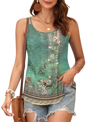 PLOKNRD Women's Summer Season Spaghetti Strap Scoop Neck Tank Top Shirt Style