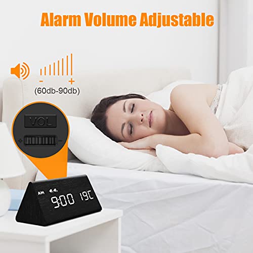 MOSITO Wooden Digital Alarm Clock with 0100 Dimmer, Dual Alarm