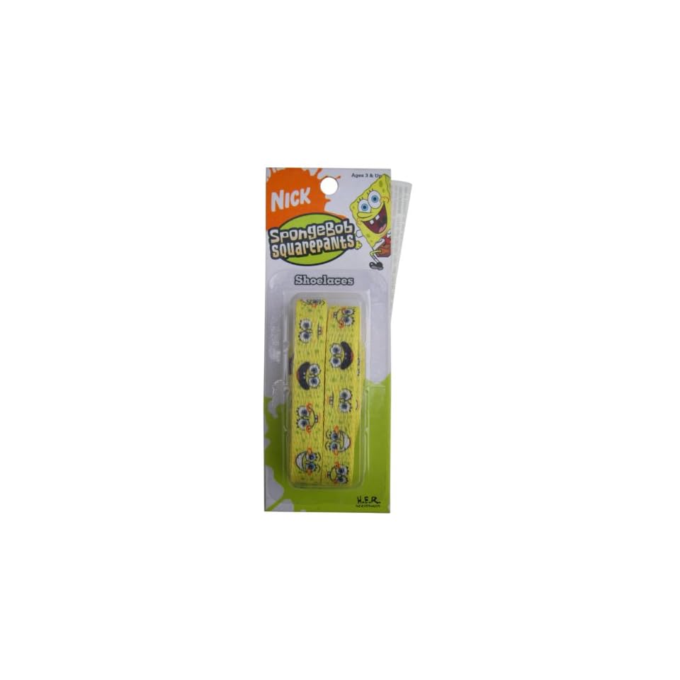 Nickelodeon Spongebob Squarepants Kids Yellow Shoe Laces Spongebob