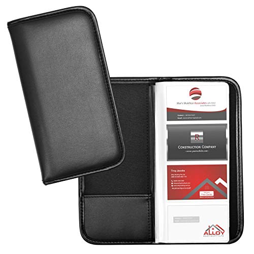 Professional Business Card Organizer with Black Padded PU Leather Cover, Holds 160 Business Cards