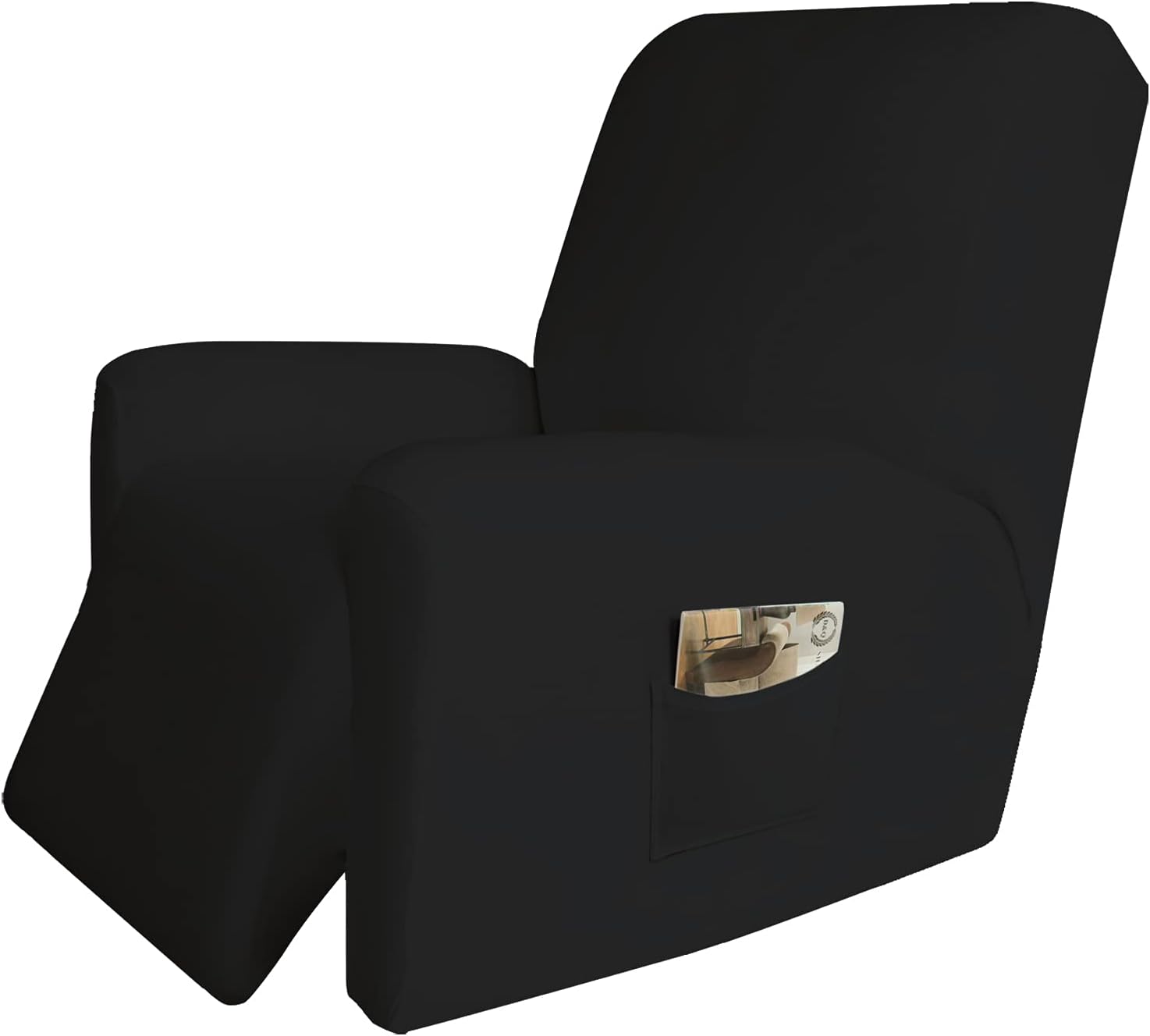 Slipcovers - Easy-Going 4 Pieces Microfiber Stretch Recliner Slipcover – Spandex Soft Fitted Sofa Couch Cover, Washable Furniture Protector with Elastic Bottom for Kids, Pet(Recliner, Black)