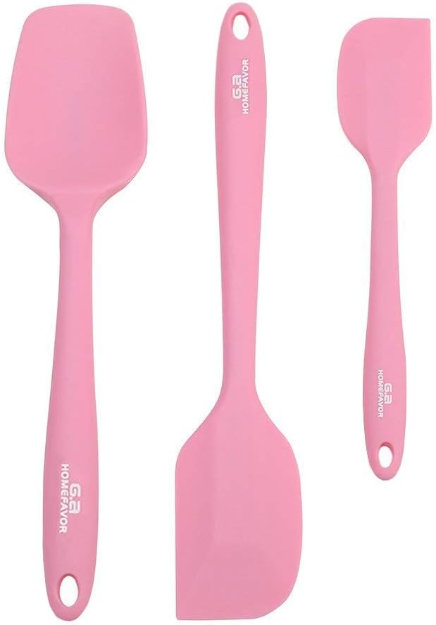 G.a HOMEFAVOR 3-piece Silicone Spatula Set Heat-Resistance Baking Rubber Spatulas BPA Free Pink: Kitchen & Dining