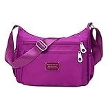 Fabuxry Women's Casual Shoulder Bags Handbags Nylon Mulit-Zipper Travel Purse (Lavender)