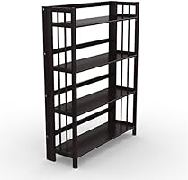 Amazon Com Stony Edge Folding Bookcase Easy Assembly Bookshelf For Home Office Storage 32 Espresso Home Kitchen